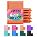 Yens Poly Bubble Mailers 4X8 500 Pack Orange Waterproof Self Seal Adhesive Shipping Bags, Cushioning Padded Envelopes For Shippi