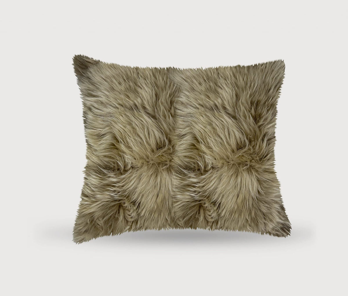 HomeRoots Sheepskin, Microsuede Backing, Zipper Closure Taupe Natural Sheepskin Square Pillow