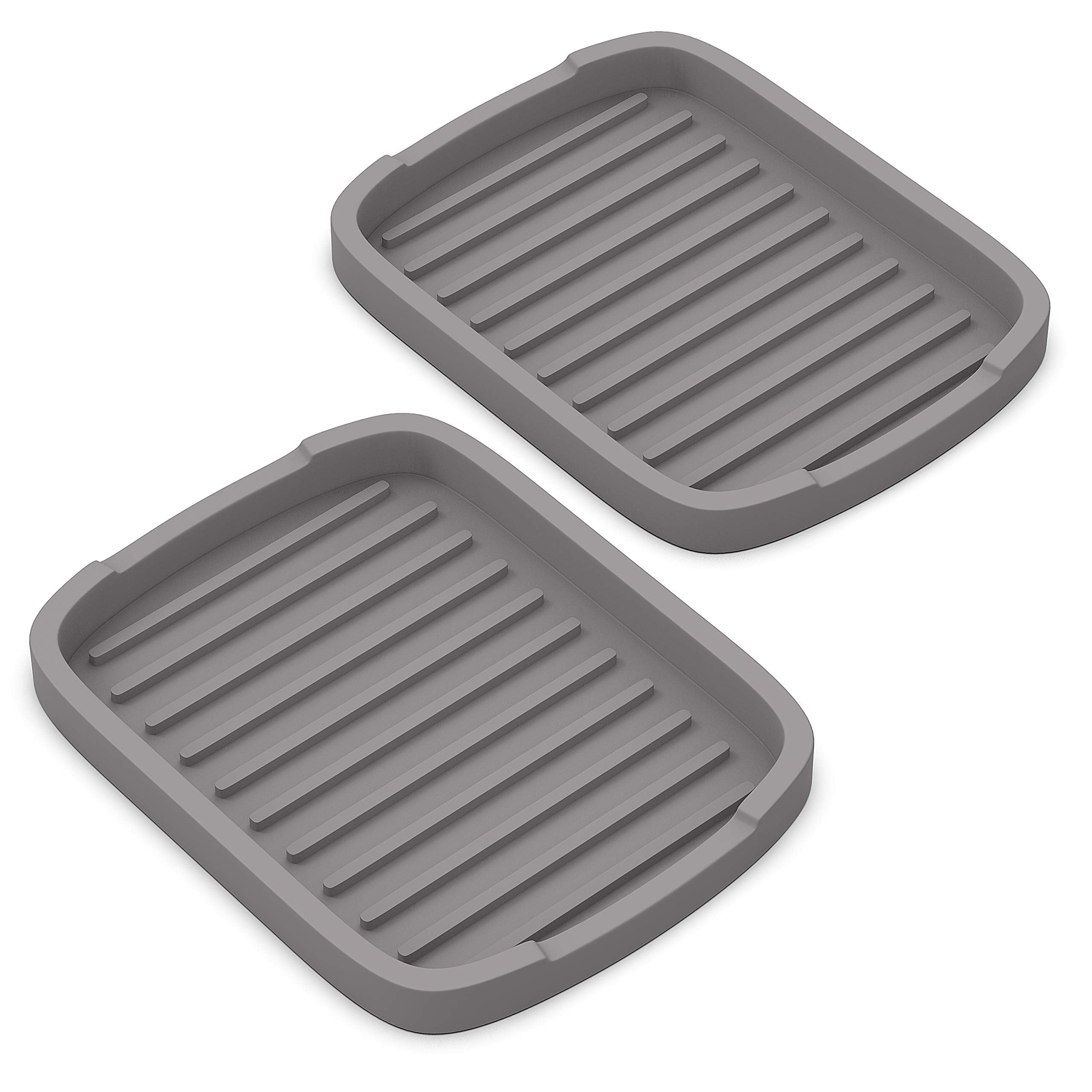 ZAPPOWARE Silicone Sponge Holder -soap Tray - 5.9'' X 4.33'' Set -2pcs (Gray)