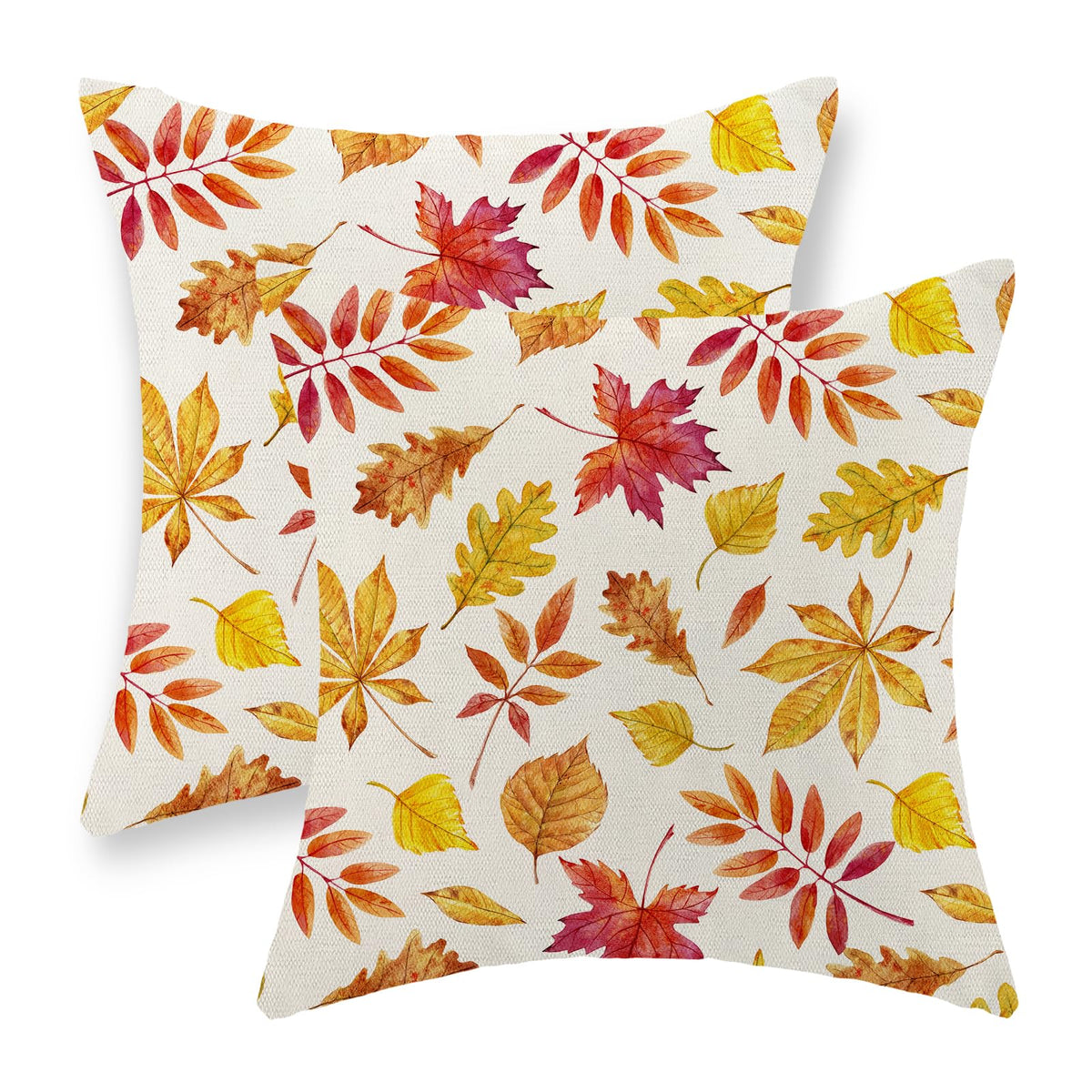 Gohdiwh Fall Pillow Covers 18X18 Inch Set Of 2 Orange Maple Leaf Pillowcase Autumn Harvest Thanksgiving Decorations Outdoor Thro