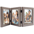 Golden State Art, 5x7 Triple Hinged Picture Frame, Three Photo Folding Frames, for Wedding Family Pictures Collage (Grey, Triple