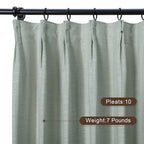 Twopages Linen Pinch Pleated Drape For Apartment, Aqua Room Darkening Light Filtering Double Layer Lined Curtain Window Treatmen