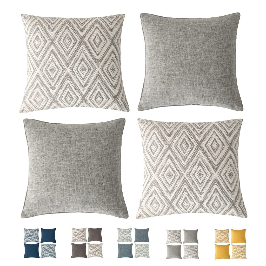 Hpuk Decorative Throw Pillow Covers Set Of 4 Couch Pillows Accent Cushion Cover For Couch Sofa Living Room, 20'X20' Inches, Grey