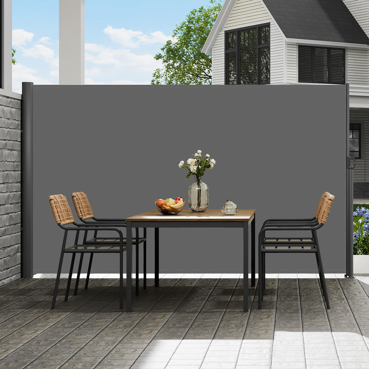 Vevor Retractable Side Awning, Uv 50 71'X118' Full Aluminum Rust-Proof Outdoor Privacy Screen, 280 G Thicken Folding Room Divi