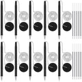 Security Pen Set With Bead Chain And Pen Holder, Desktop Pens With Chains, Blank Ink Refills For Office Bank Supplies, Black (20