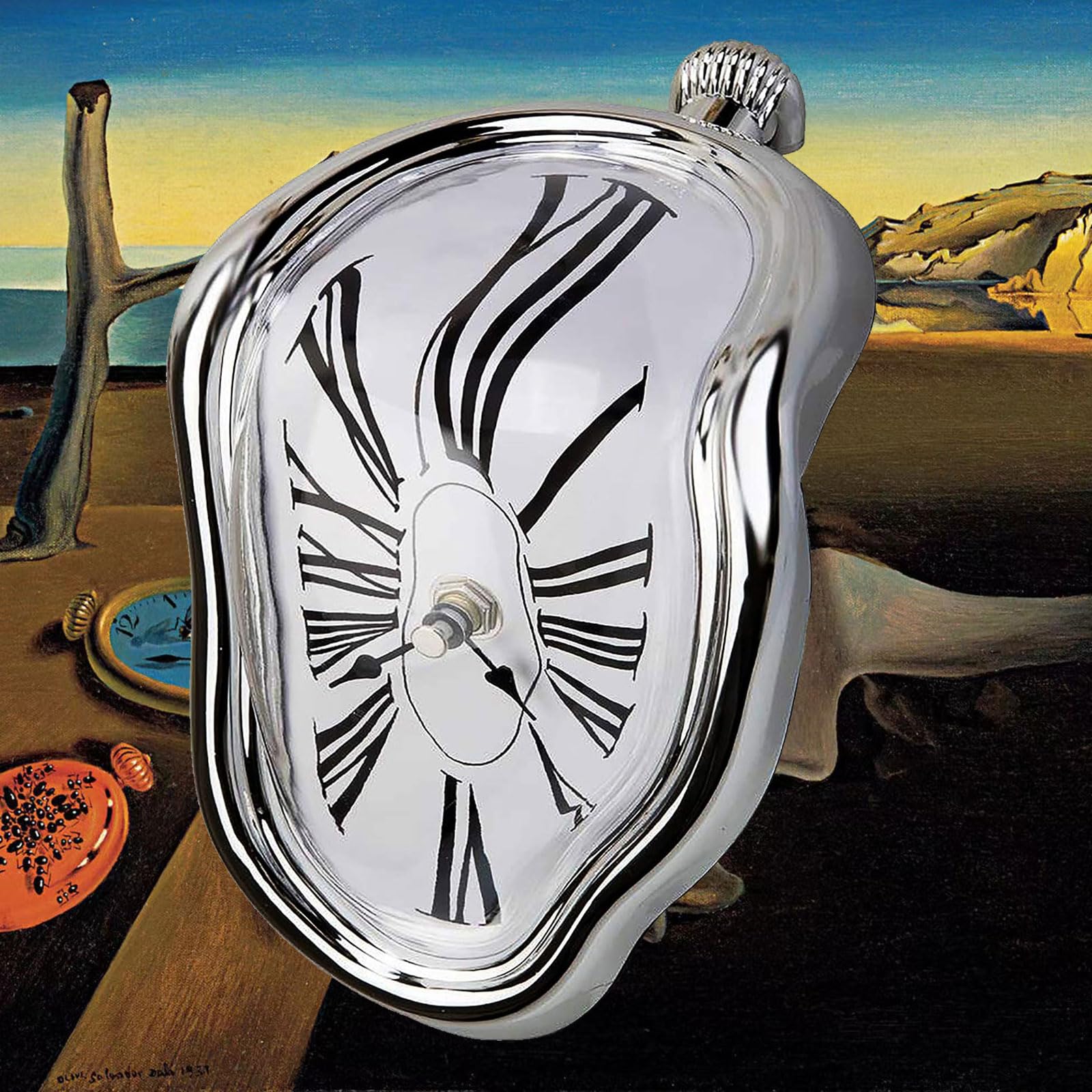 FAREVER Melting Clock, Salvador Dali Watch Melted Clock for Decorative Home Office Shelf Desk Table Funny Creative Gift, Rome Si