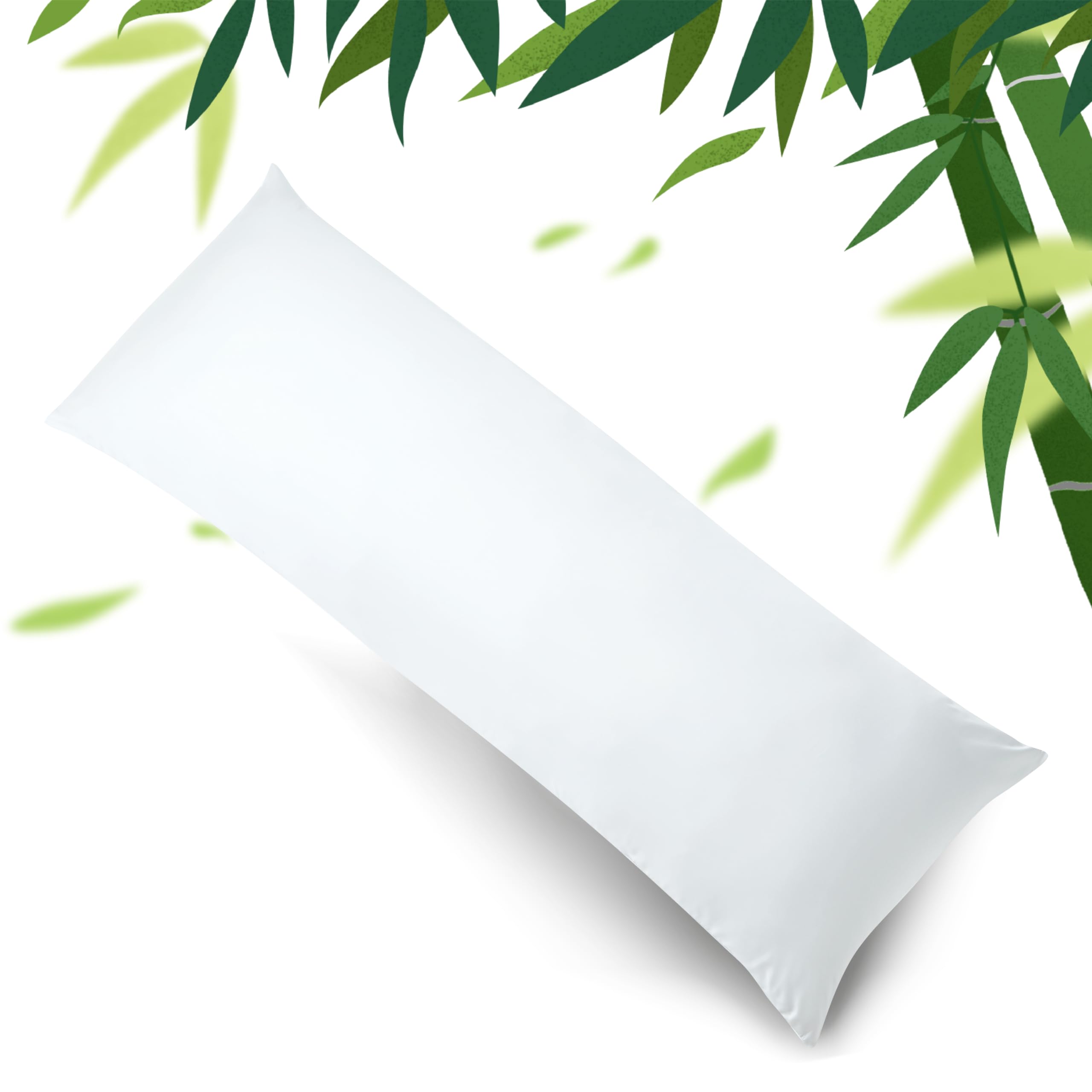 Shunjie.Home Bamboo Body Pillow Cover, 20x54 Inches, Soft & Breathable, White, Long Cooling Pillow Case with Zipper, 100% Viscose, 1 Pack