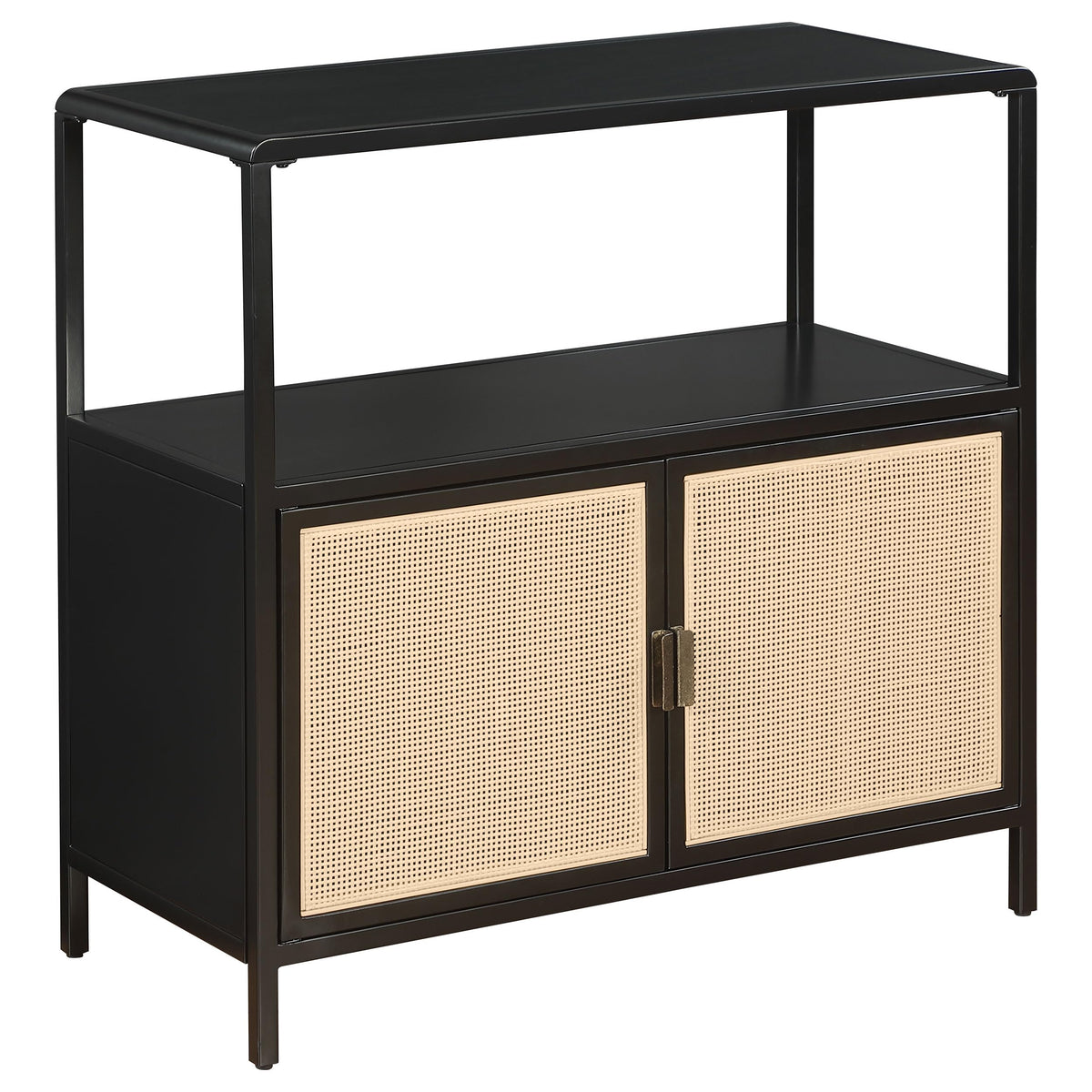 Coaster Home Furnishings Amherst 2-Door Radio Weave Cane Metal Accent Cabinet Black