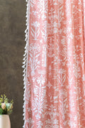 Tranquebar Curtain Co. Window Curtains 6 Feet, Cotton Curtains, 6065% Room Darkening, Peach Botanical Print, Pink Curtains, Bac
