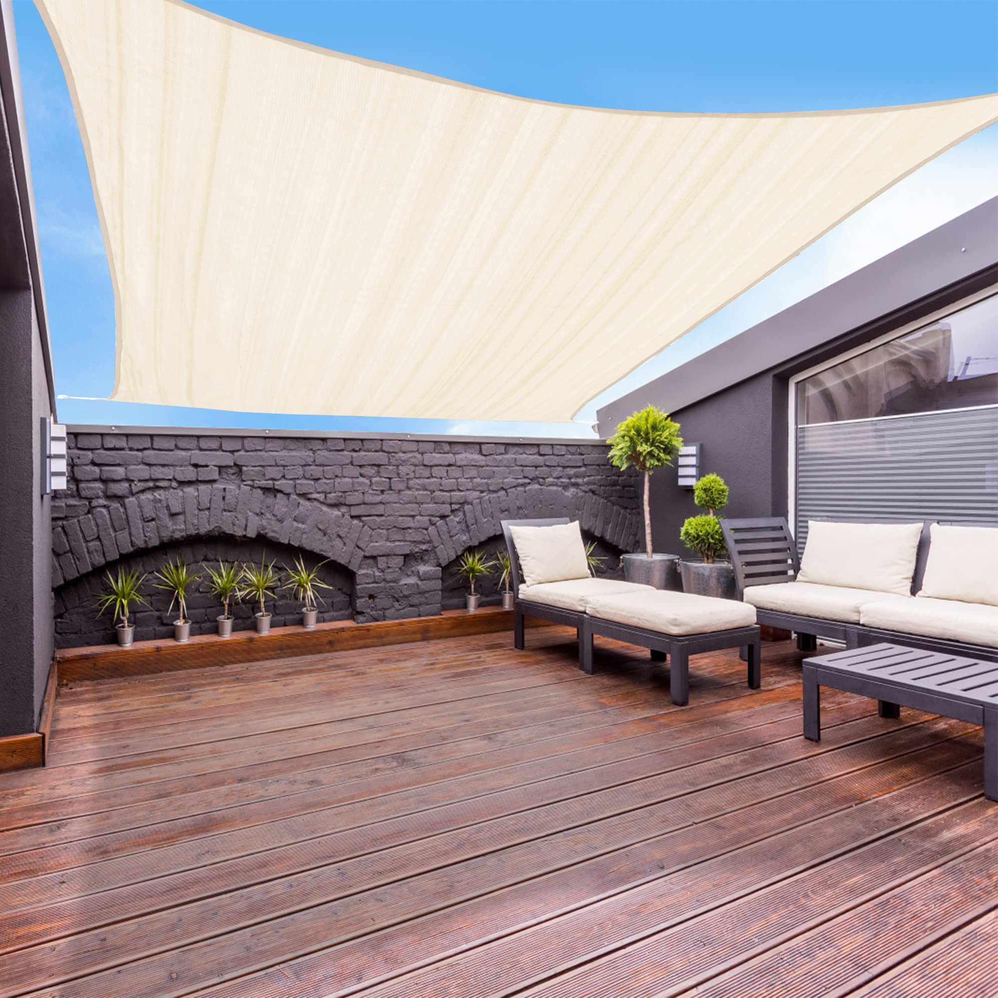 Garden Expert 12 'X12 ' Sun Shade Sail Square Canopy Shade Cover For Patio Garden Outdoor Backyard, Cream