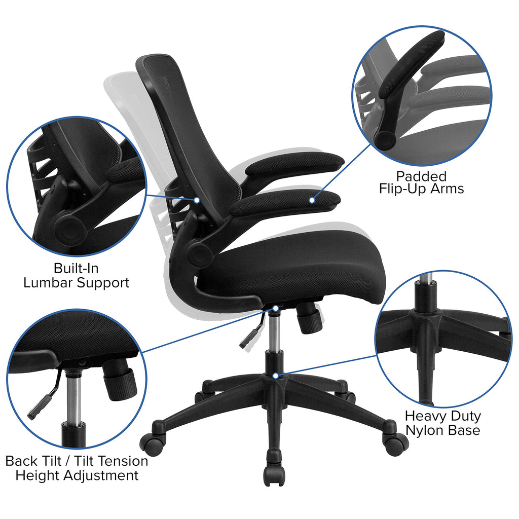 Flash Furniture Work From Home Kit - Adjustable Computer Desk, Ergonomic Mesh Office Chair And Locking Mobile Filing Cabinet With Side Handles