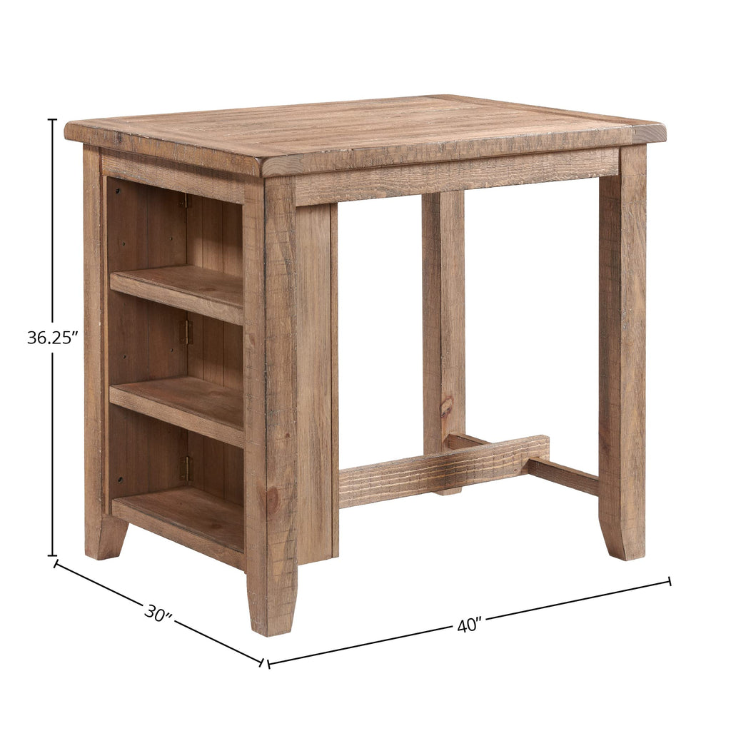 Intercon Highland Table with 3 Open Shelves, Sandwash