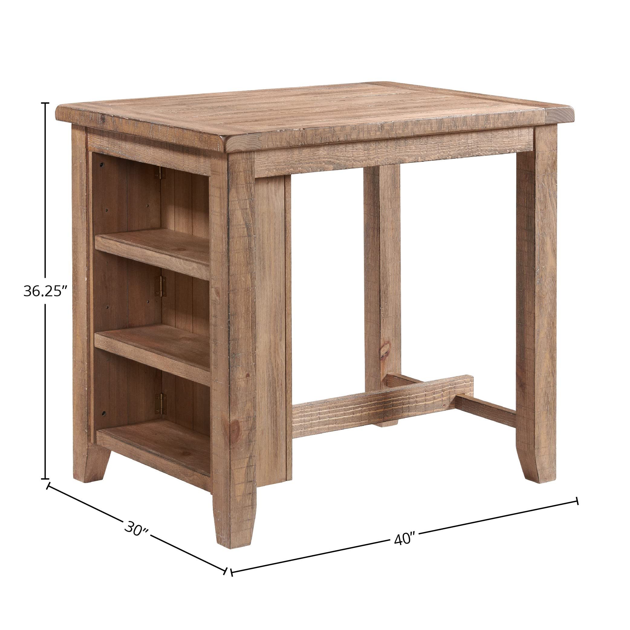 Intercon Highland Table with 3 Open Shelves, Sandwash