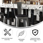 Flash Furniture Lincoln Commercial Indoor Metal Bar Stool - Clear Coated Metal Frame - Black Polystyrene Seat - 24 Inches High - Vertical Slat Back