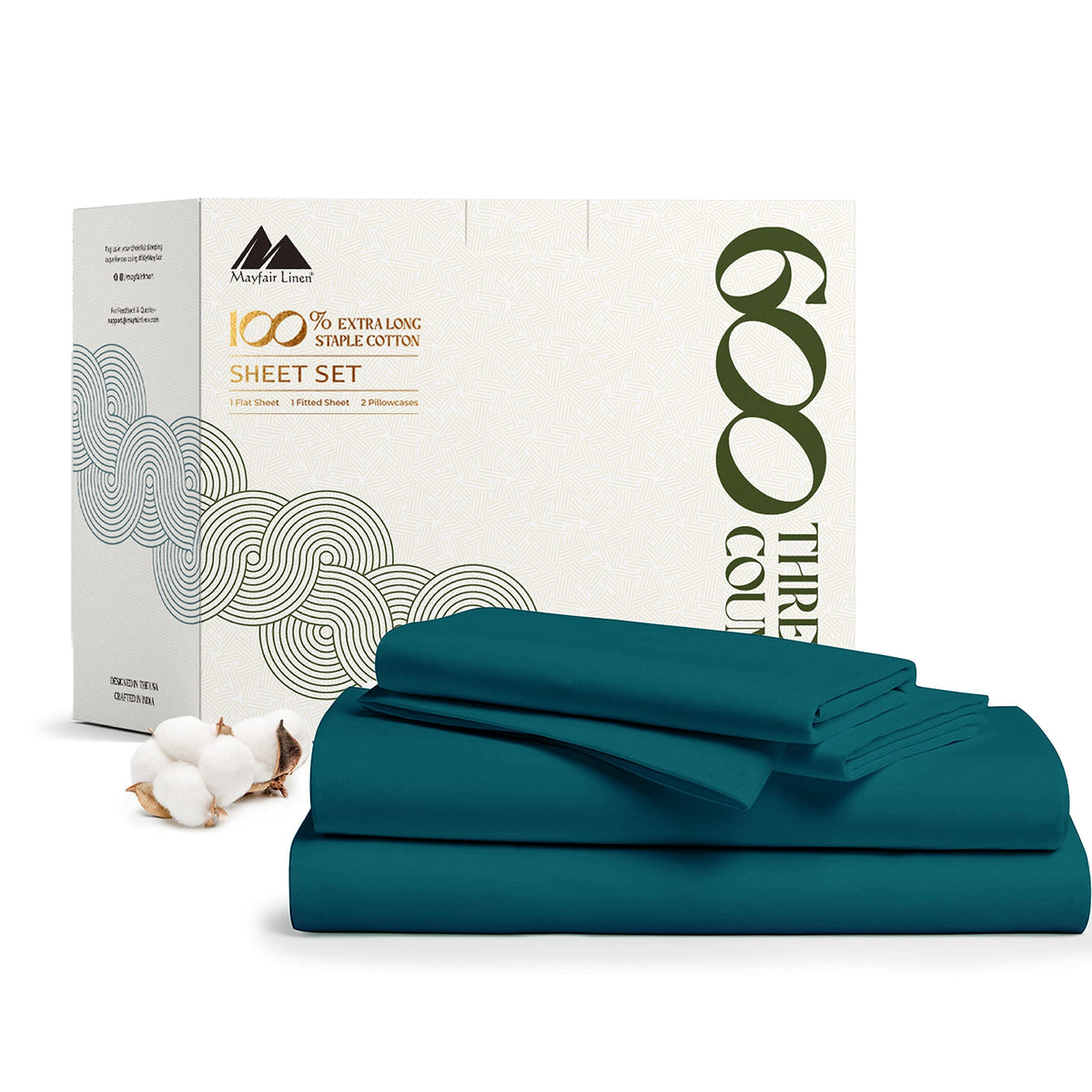 Mayfair Linen 100% Cotton Sheets - Twin Xl 600 Tc Luxury Hotel Egyptian Cotton Quality Silky Soft Cooling Bedsheets For Twin Xl