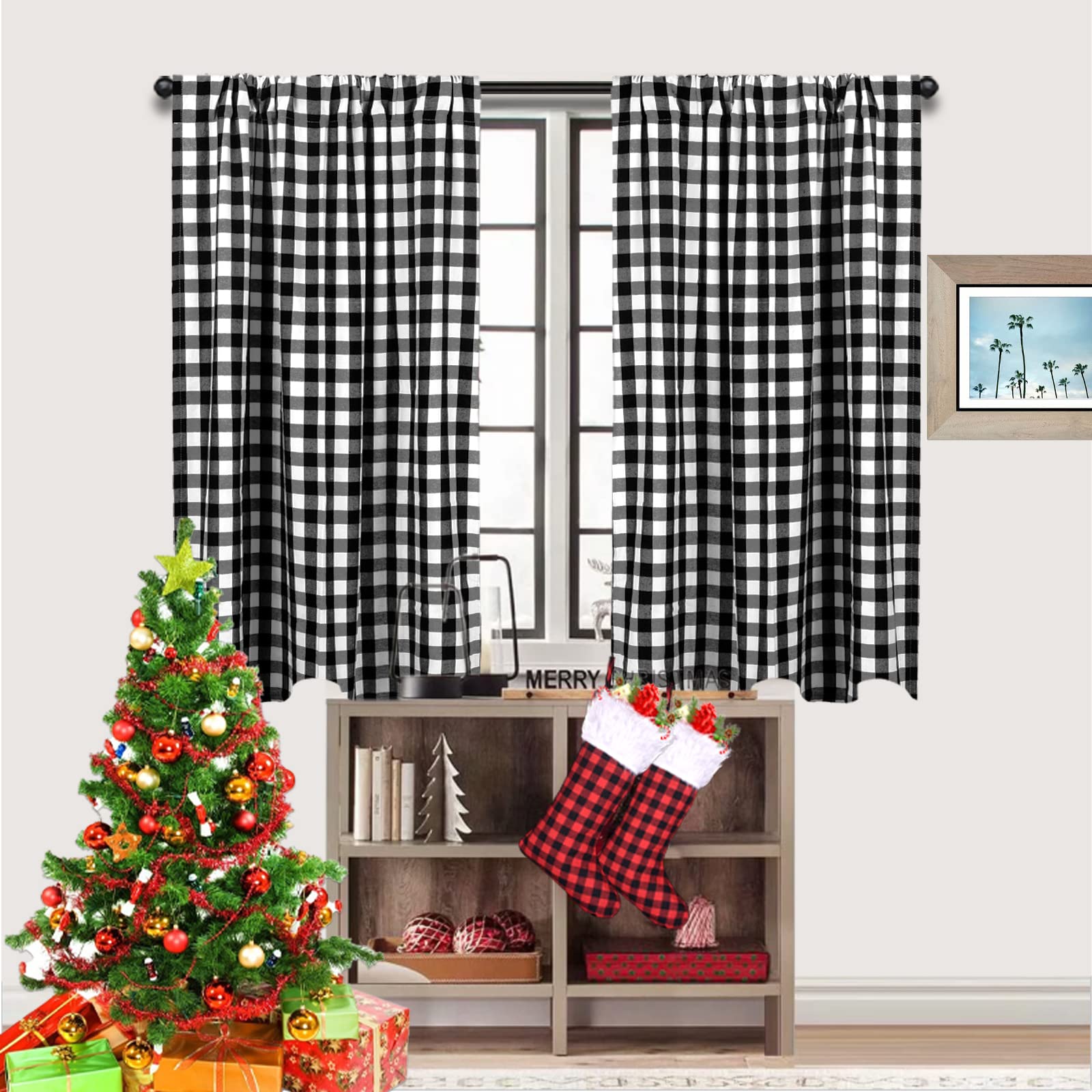 Lghspom Buffalo Check Curtains Buffalo Plaid Curtains Blackout Curtains Farmhouse Country Curtains For Living Room, 36X36Inch, 2