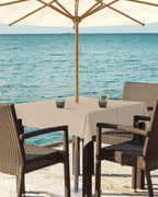 Queenker Light Khaki Outdoor Tablecloth With Umbrella Hole And Zipper, Solid Color Table Cover For Square Tables Waterproof Tabl