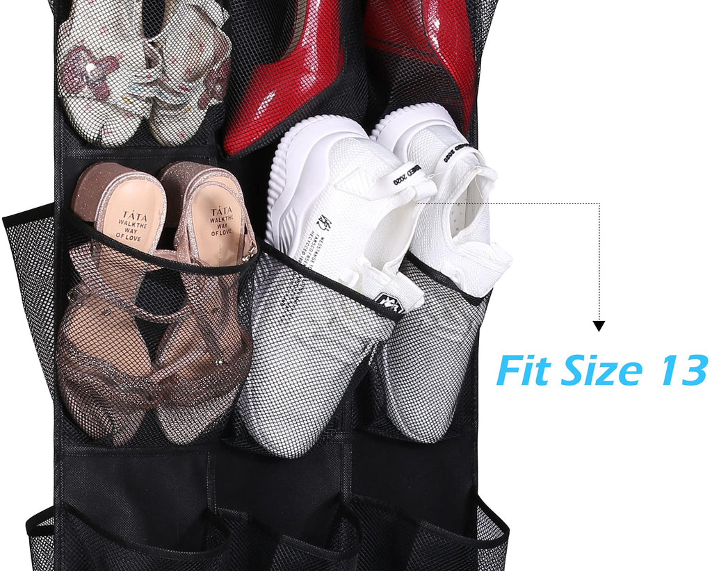 Misslo 30 Large Pockets Dual Sided Hanging Shoe Rack For Closet Organizer With Rotating Hanger Hanging Shoe Shelves, Black