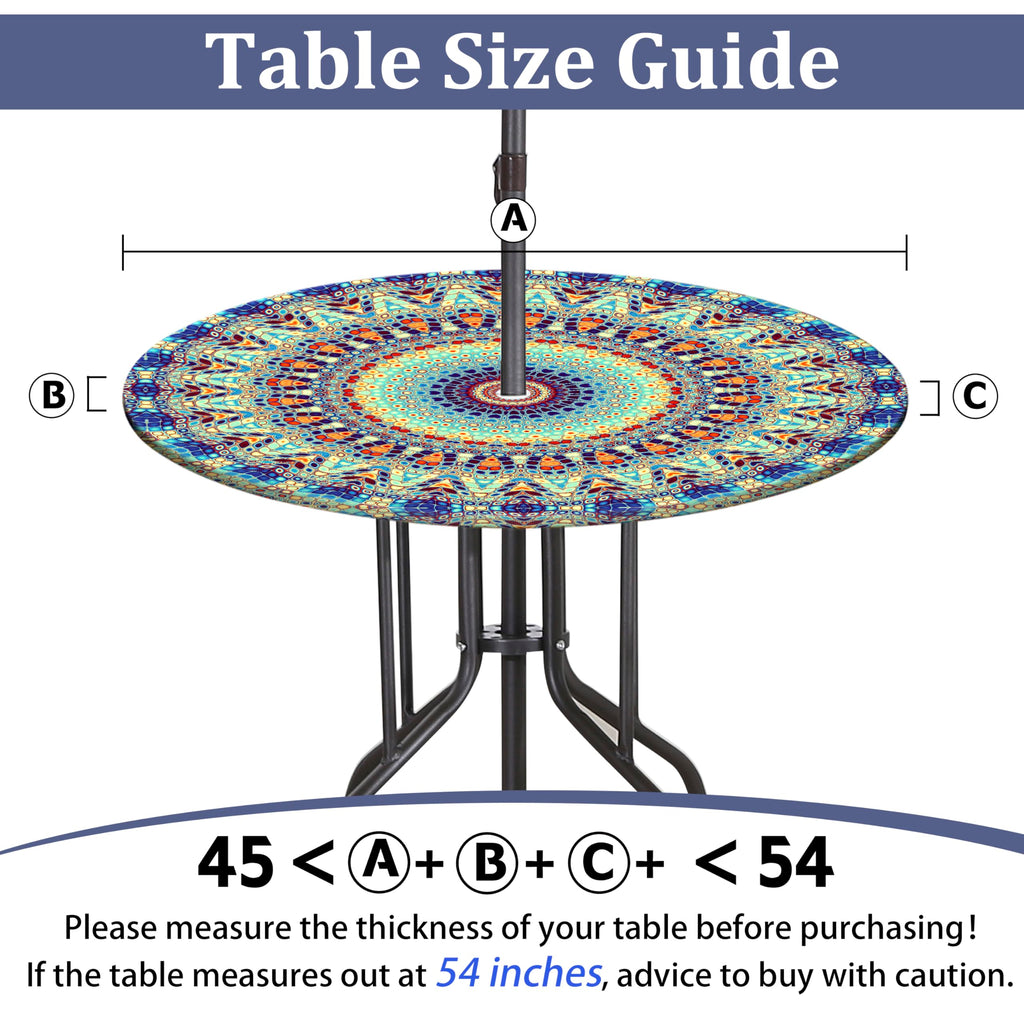 Buwuta Outdoor Tablecloth With Umbrella Hole Waterproof Round Fitted Tablecloth With Elastic Zippered Wipeable Table Cloth Round