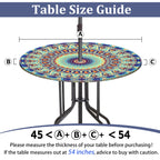Buwuta Outdoor Tablecloth With Umbrella Hole Waterproof Round Fitted Tablecloth With Elastic Zippered Wipeable Table Cloth Round