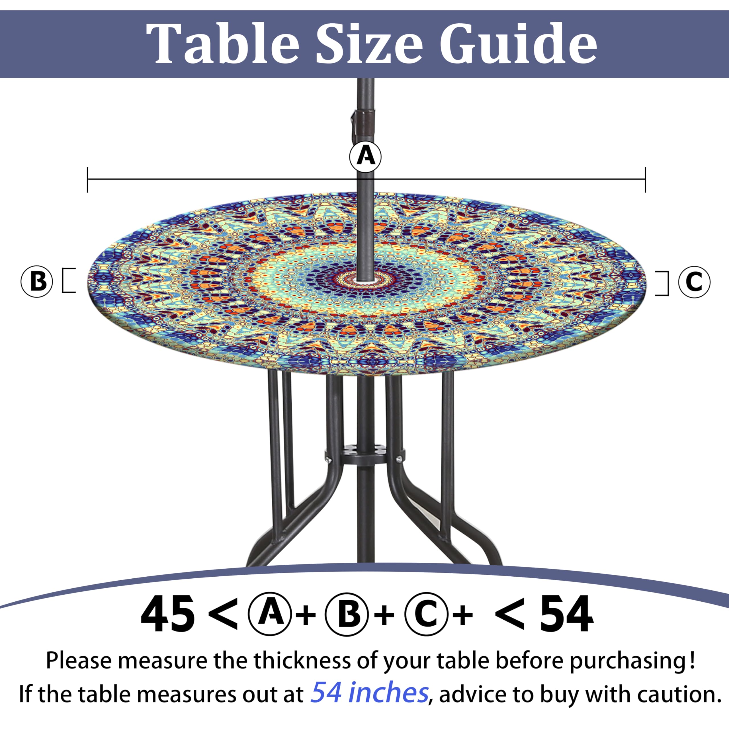 Buwuta Outdoor Tablecloth With Umbrella Hole Waterproof Round Fitted Tablecloth With Elastic Zippered Wipeable Table Cloth Round