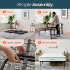 Linenspa Folding Metal Platform Bed Frame - No Box Spring Needed - Underbed Storage - Simple Tool Free Assembly - Mattress Foundation - 14' High - Traditional Design - Sturdy Steel - Full Size