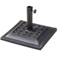 Outsunny 20 Lbs Patio Market Umbrella Base Stand Resin Parasol Holder Square With Beautiful Decorative Pattern & Easy Setup, For