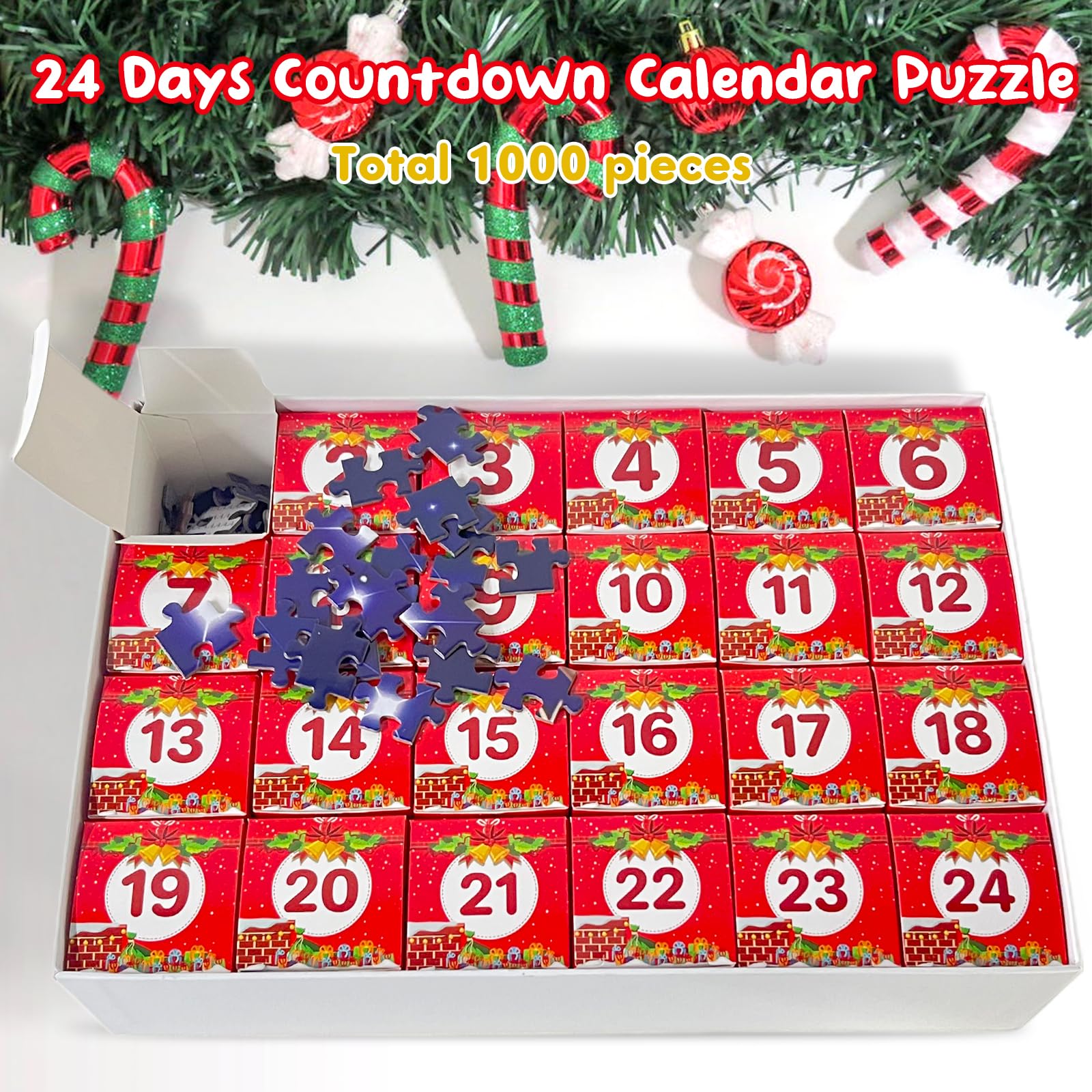 Christmas Advent Calendar 2024 Nativity Jigsaw Puzzles 1000 Pieces For Adults, 24 Days Christmas Countdown Calendar For Women Me