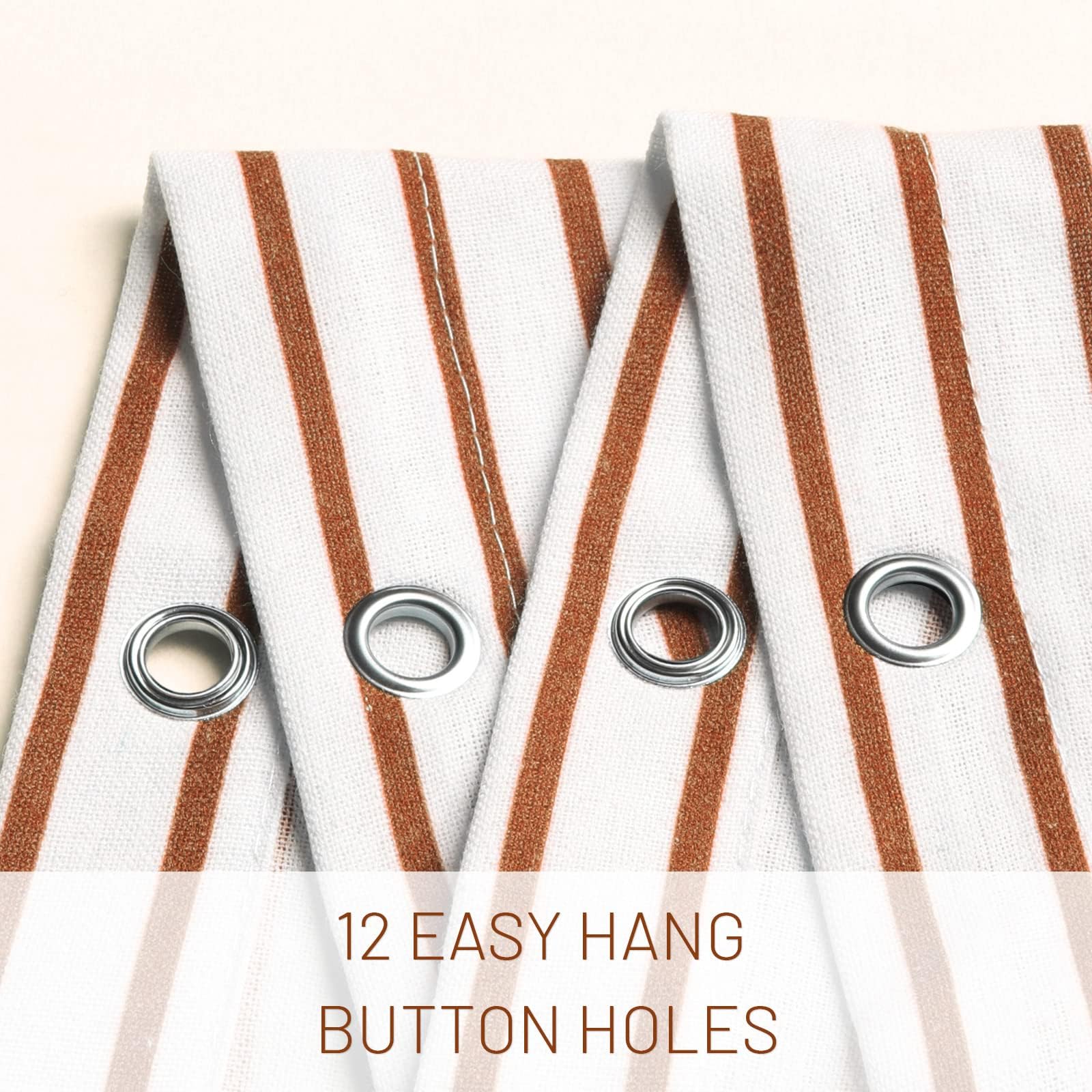 Awellife Boho Orange Shower Curtain For Bathroom Farmhouse Natural Linen Stripe Tassel Shower Curtain (Orange, 72' L X 60' W)