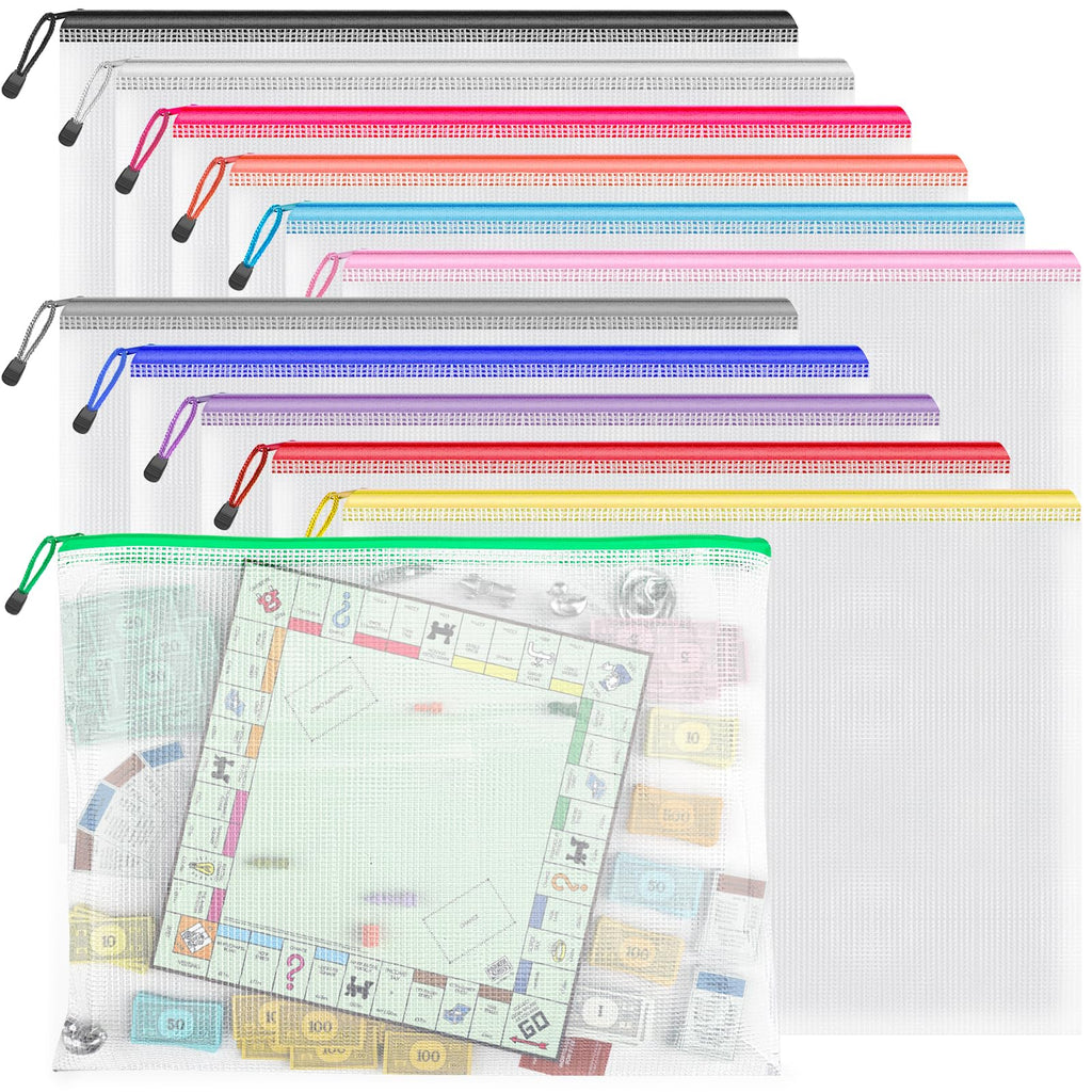 Umriox Zipper Pouch, 16.9X12.4 In (12 Colors, 12 Packs), Extra Large Zipper Bags, Waterproof Zipper Pouches For Office Supplies,