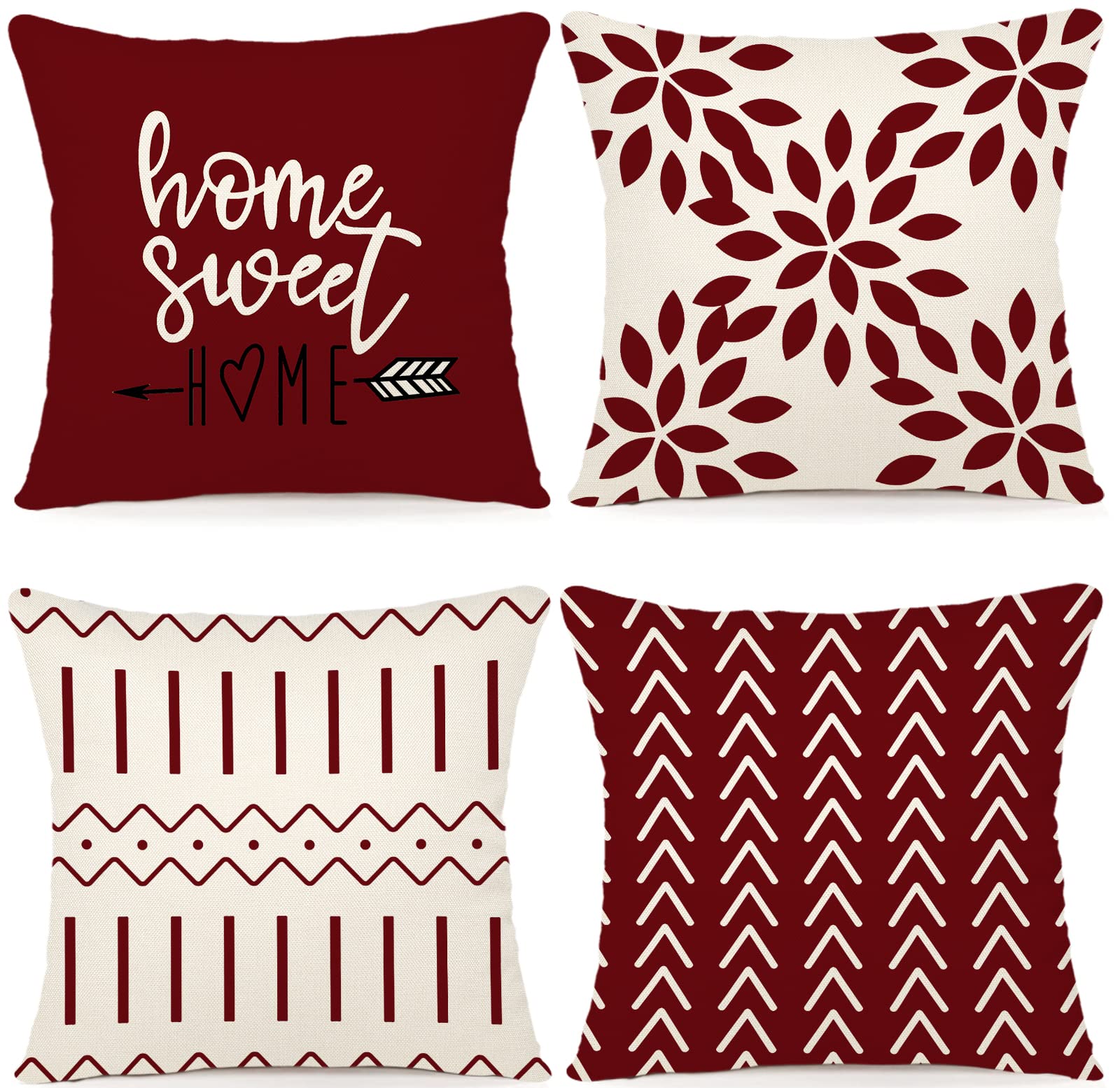Ycoll Pillow Covers 20X20, Sofa Throw Pillow Covers, Decorative Outdoor Linen Pillow Covers Set Of 4 For Couch Sofa Bed And Car