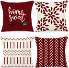 Ycoll Christmas Pillow Covers 18X18 Set Of 4, Modern Sofa Throw Pillow Cover For Christmas Decor, Decorative Outdoor Linen Fabri