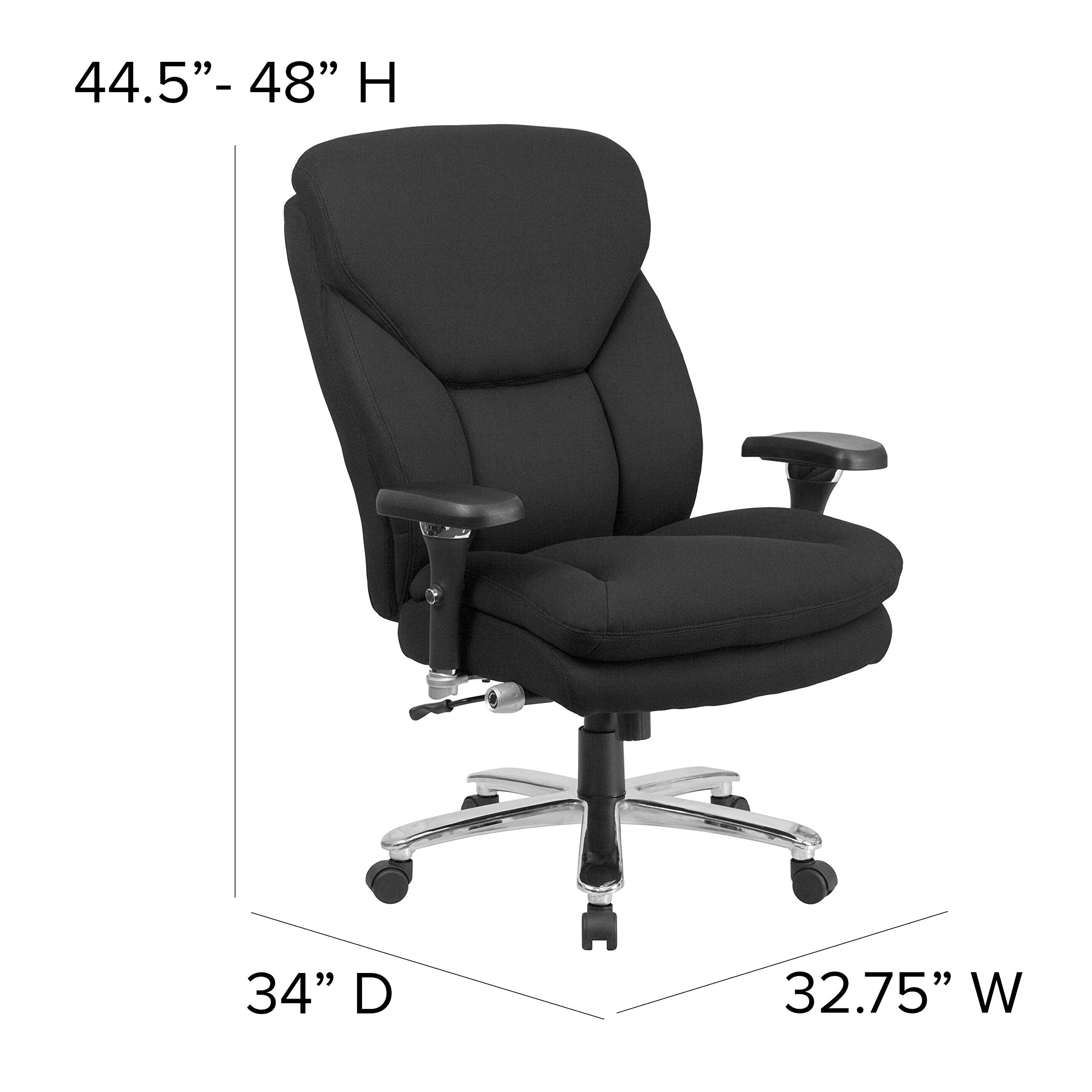 Flash Furniture Hercules Series Swivel Office Chair with Extra Wide Seat, Ergonomic High-Back Executive Chair with Padded Seat and Arms, Black