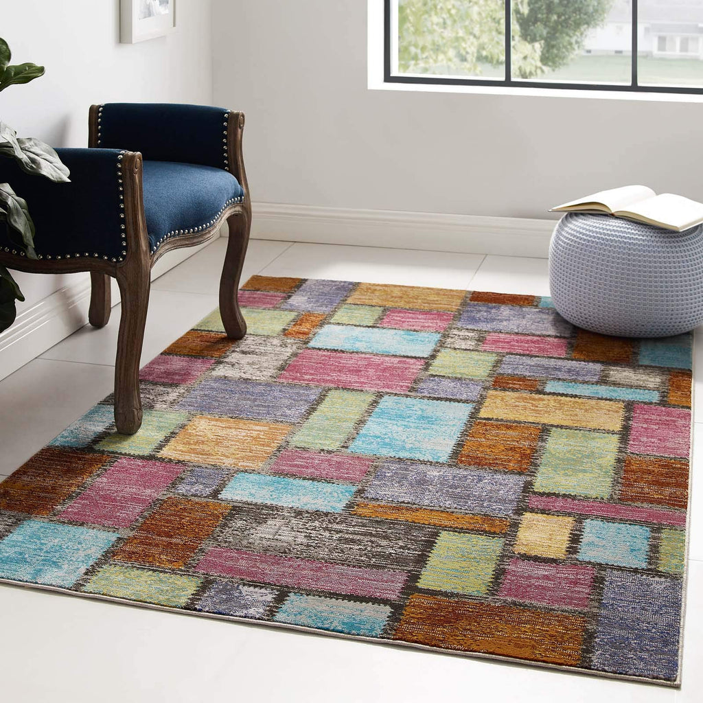 Modway Success Nyssa Abstract Geometric Mosaic Area Rug, 4X6, Multicolored
