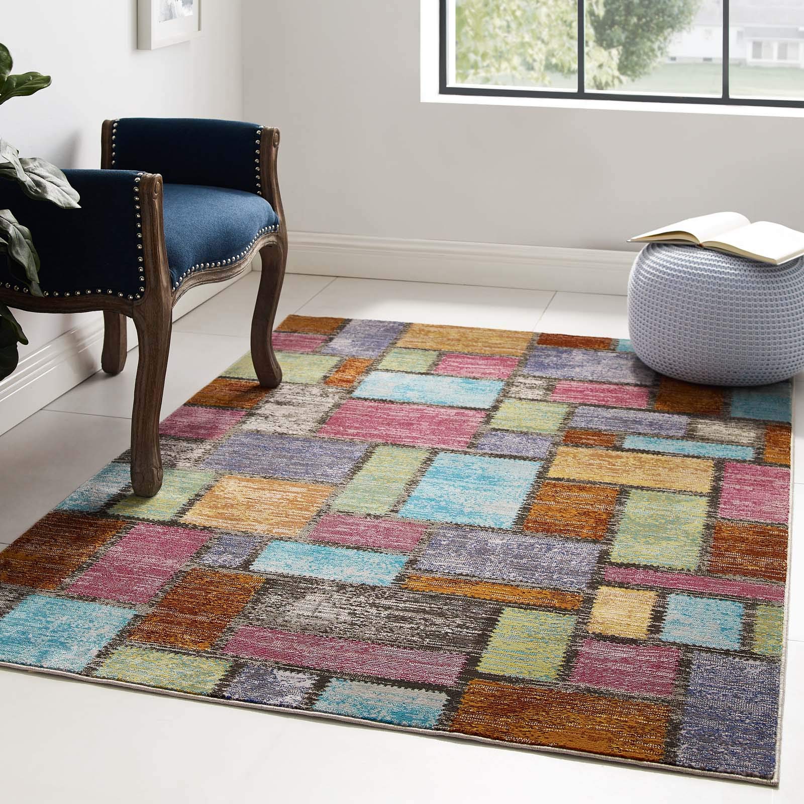 Modway Success Nyssa Abstract Geometric Mosaic Area Rug, 4X6, Multicolored