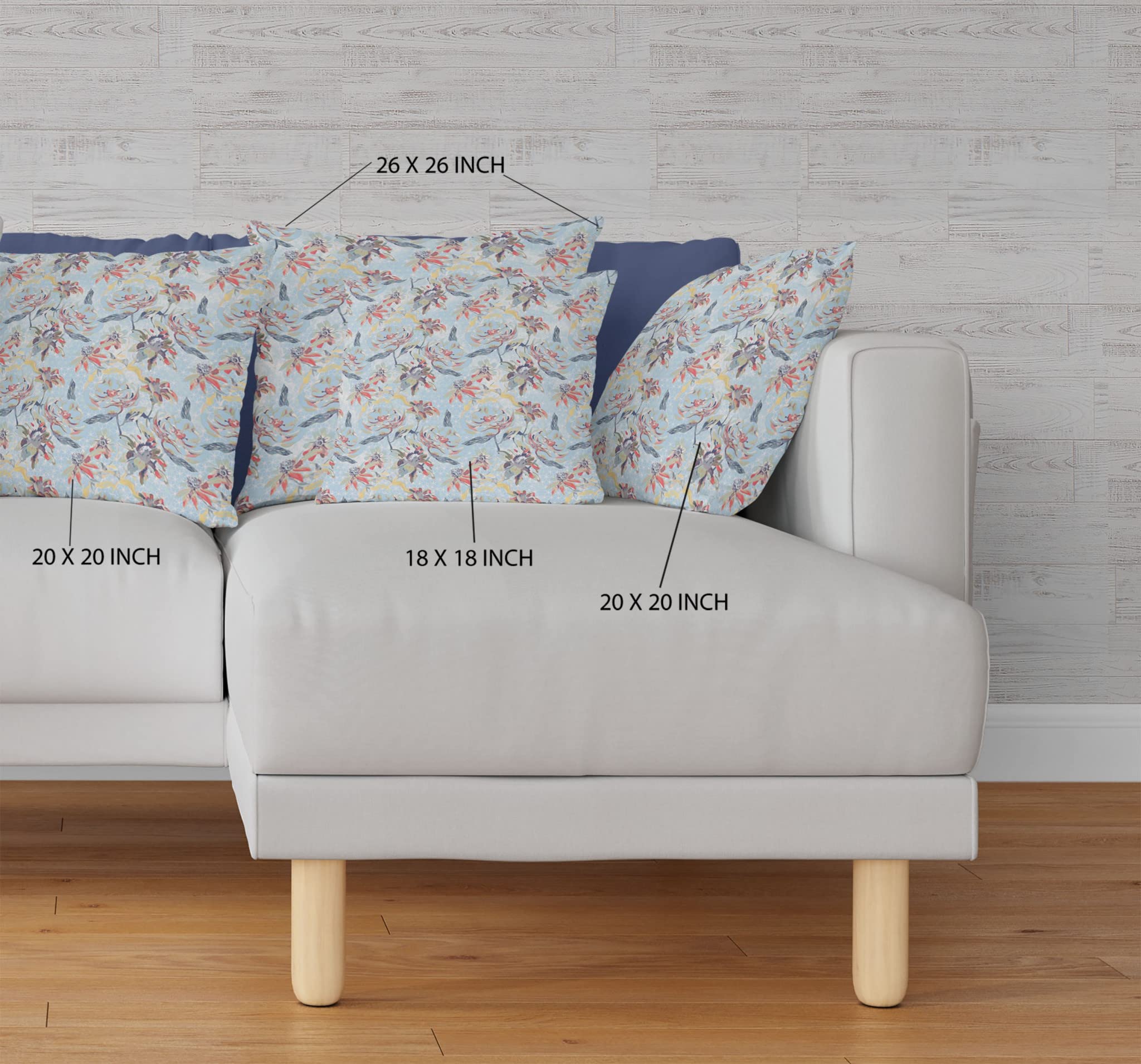 HomeRoots Light Blue Indigo Red Broadcloth 16â€ Sky Blue Red Roses Indoor Outdoor Throw Pillow