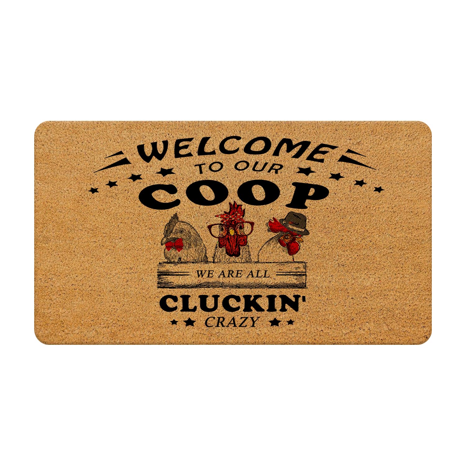 Likjad Funny Chicken Welcome Mats For Front Door, Welcome To Our Coop Funny Front Coir Door Mat Outdoor Entrance For Home Entran