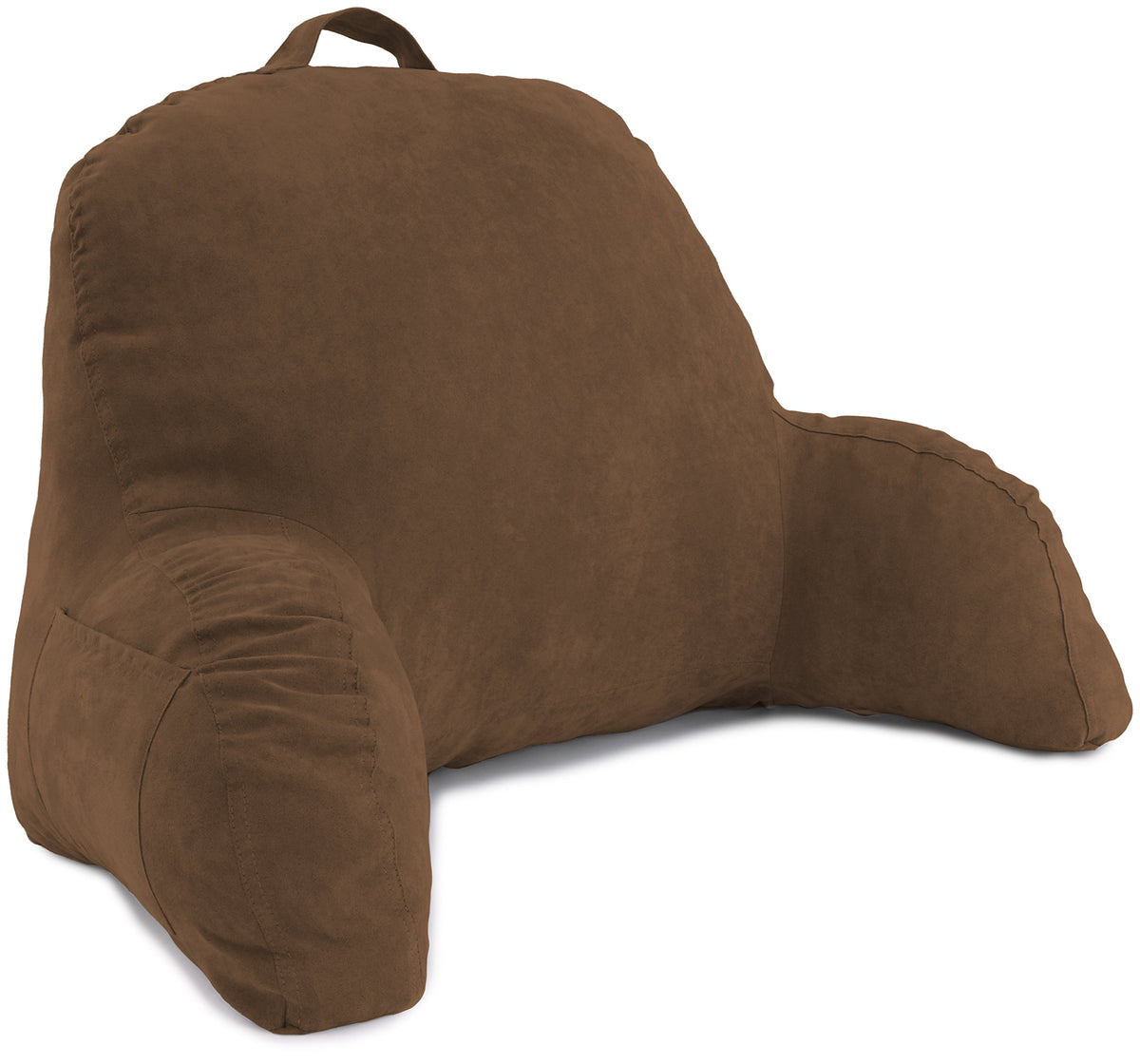 Deluxe Comfort Microsuede Bed Rest - Backrest Pillow With Arms - Bed Rest Pillow - Reading Bedrest Lounger - Sitting Support Pil