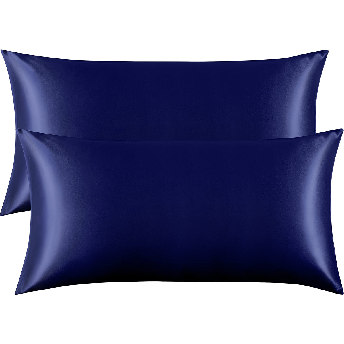 Flxxie 2 Pack Satin Pillowcases For Hair And Skin, Luxury Soft King (20X36 Inches) Silky Pillow Cases With Envelope Closure, Nav