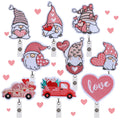Whaline 9 Pieces Valentine'S Day Felt Nurse Badge Reels Gnome Holiday Retractable Badge Holders Valentines Cute Name Id Badge Ho