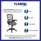 Flash Furniture Porter High-Back Swivel Office Chair With Adjustable Lumbar Support And Seat Height, Ergonomic Mesh Desk Chair With Flip-Up Armrests, Gray/Black