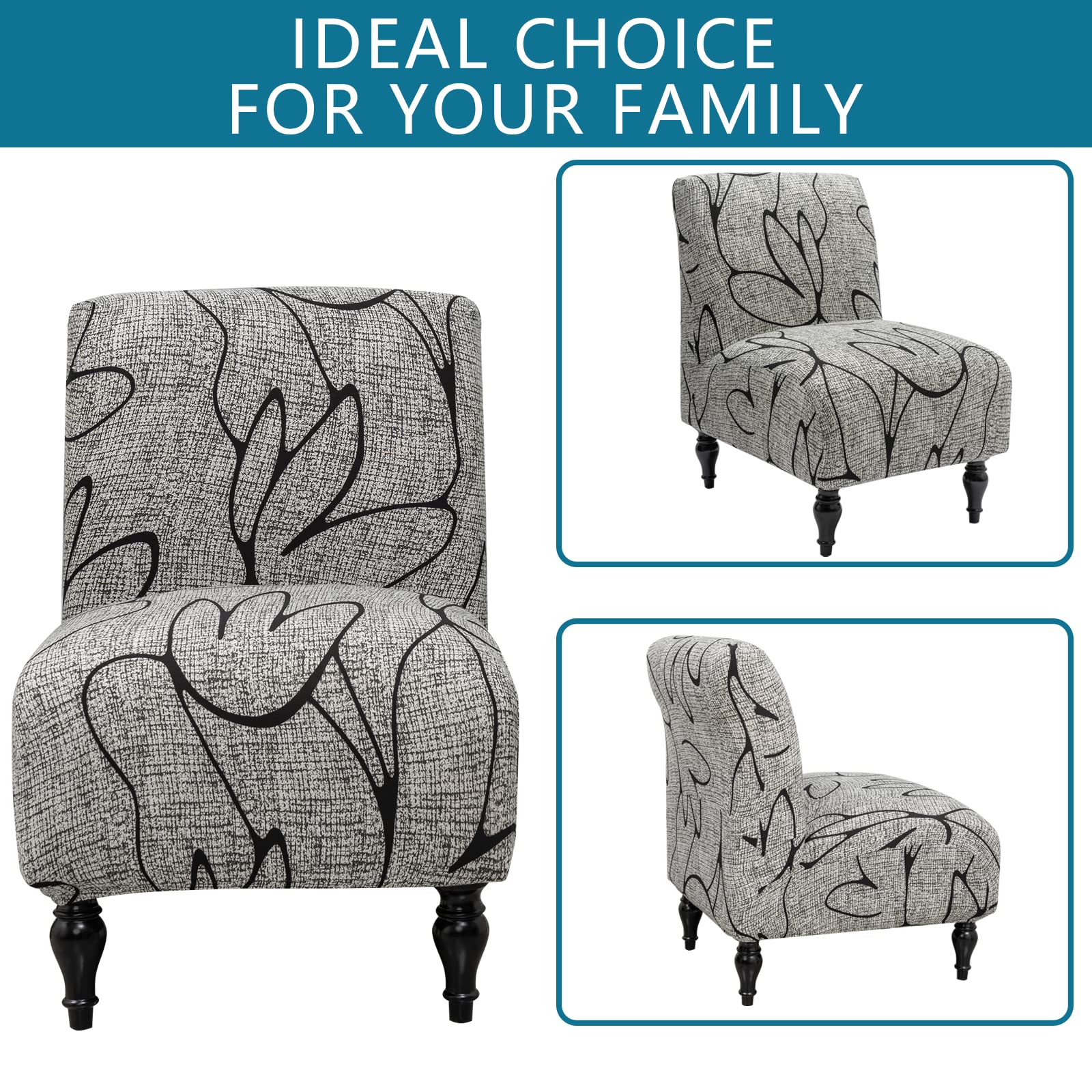 Liykimt Armless Accent Slipper Chair Cover Slipcover,Slipper Chair Without Arms Fabric Stretch Spandex Removable For Armless Cha