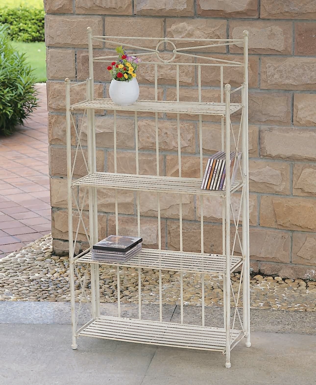 International Caravan Iron Folding 4-Tier Indoor/Outdoor Bakers Rack