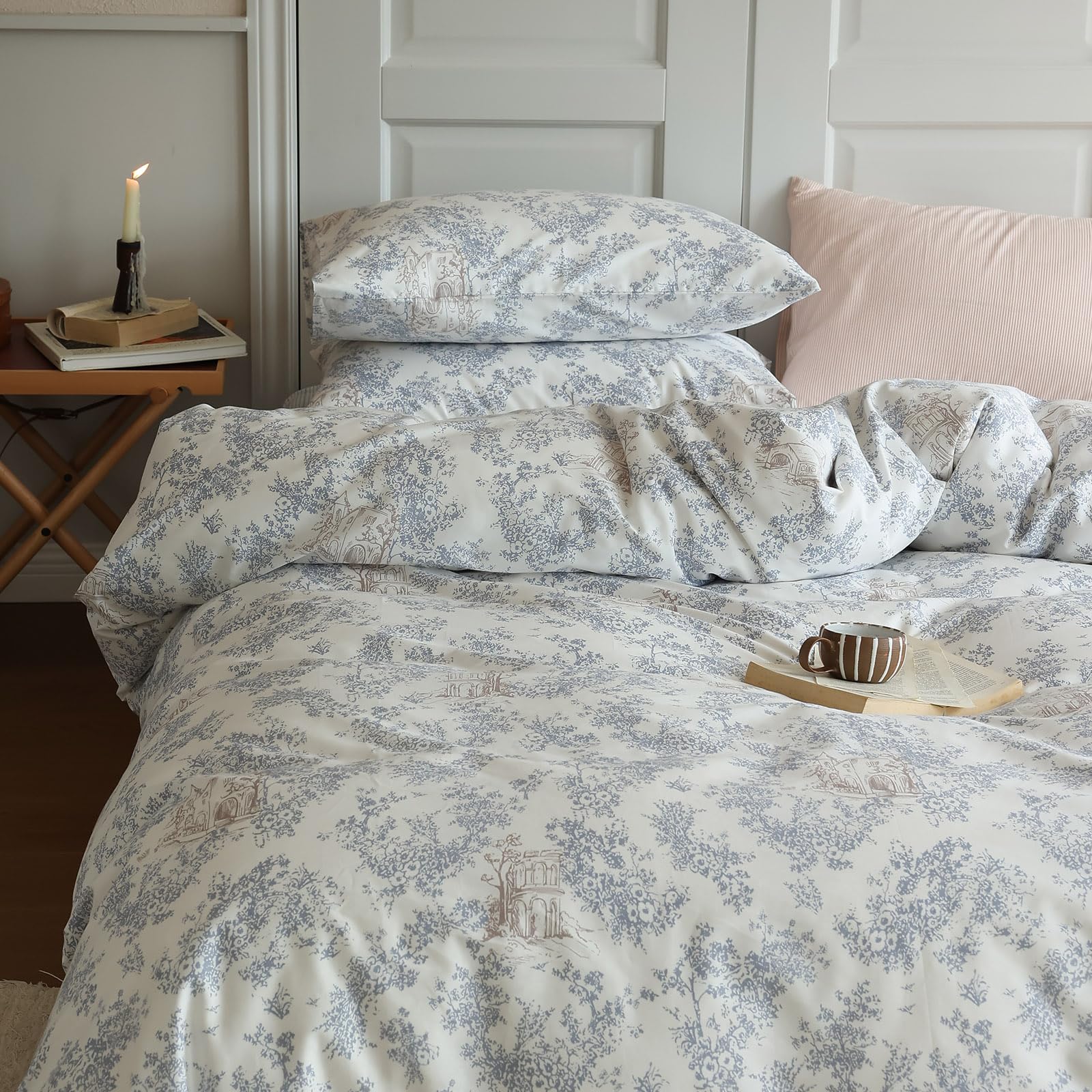 Lifetb Vintage Garden Floral Duvet Cover Queen Cozy Cotton Botanical Flower Bedding Set Queen Vintage Boho Cabin Floral Comforte