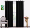 JUPON Room Darkening Silk Blackout Curtain Pack of 1 Piece with 3 Layers Weaving Technology Solid Grommet Pattern (W  44inch X