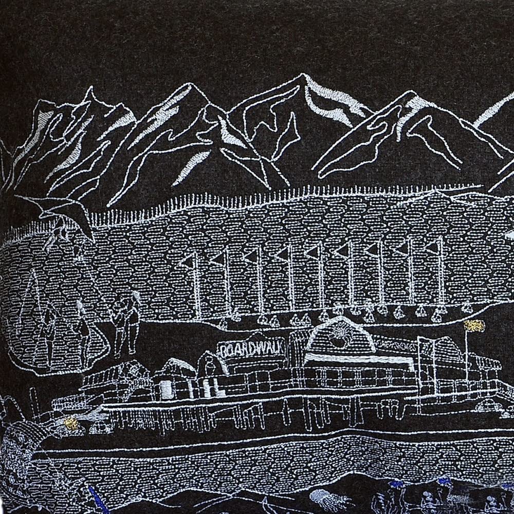 HomeRoots Grey 24' Black Homer Spit Nighttime Skyline Lumbar Decorative Pillow