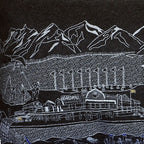 HomeRoots Grey 24' Black Homer Spit Nighttime Skyline Lumbar Decorative Pillow