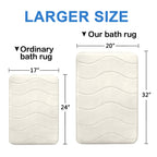 Flamingo P Bath Mat Rug, 20X32 Inches, Ivory White, Memory Foam, Non Slip, Absorbent, Bathroom