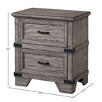 Intercon Forge Nightstand with 2 Drawers, Brushed Steel Bedside Tables