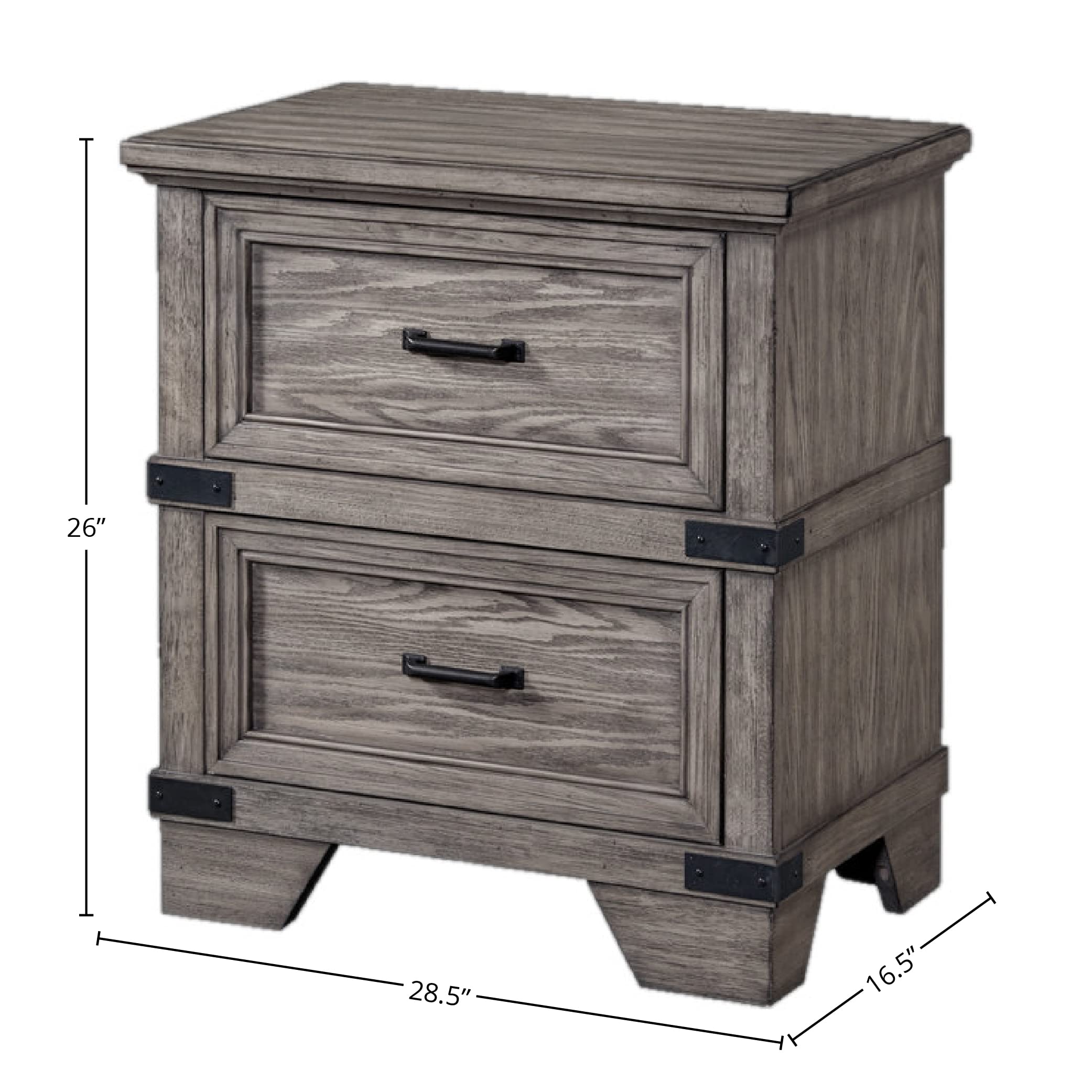 Intercon Forge Nightstand with 2 Drawers, Brushed Steel Bedside Tables